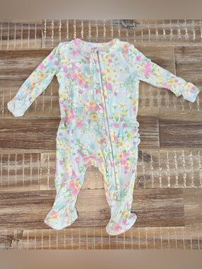 Angel Dead Baby Girl Ruffle Butt Bamboo Footie Zippy Floral Pajama 0-3m